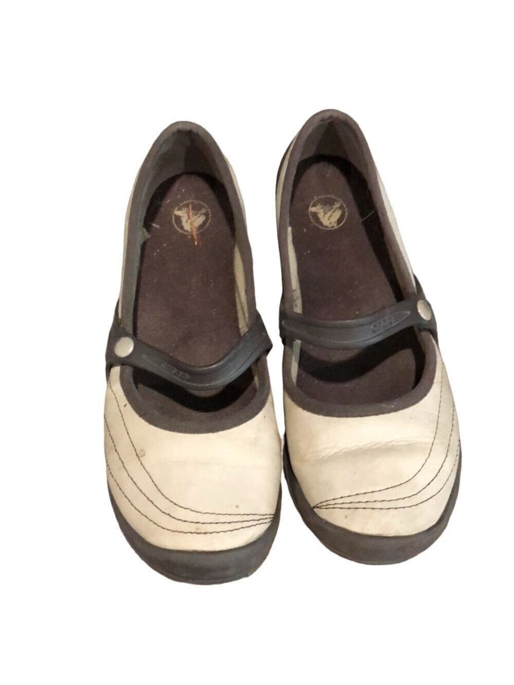 Crocs Mary Jane’s. Brown And Beige. Size 9